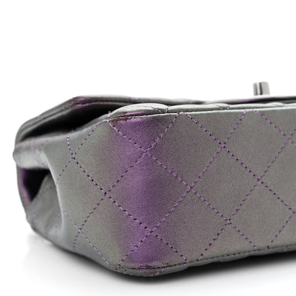 Chanel Iridescent Lambskin Quilted Mini Rectangular Flap Dark Purple 9 of 11