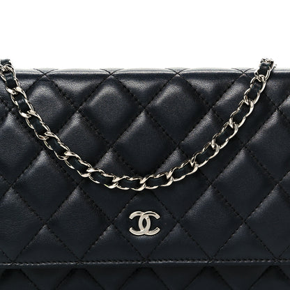 Chanel Lambskin Quilted Wallet On Chain WOC Black 18 of 24