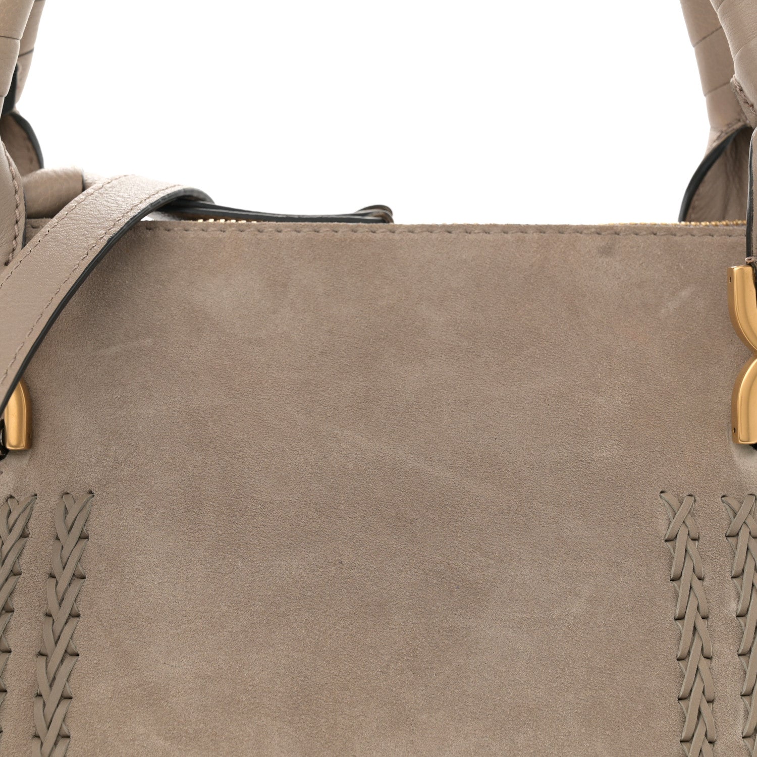 Chloe Suede Calfskin Braided Medium Marcie Satchel Motty Grey 8 of 13