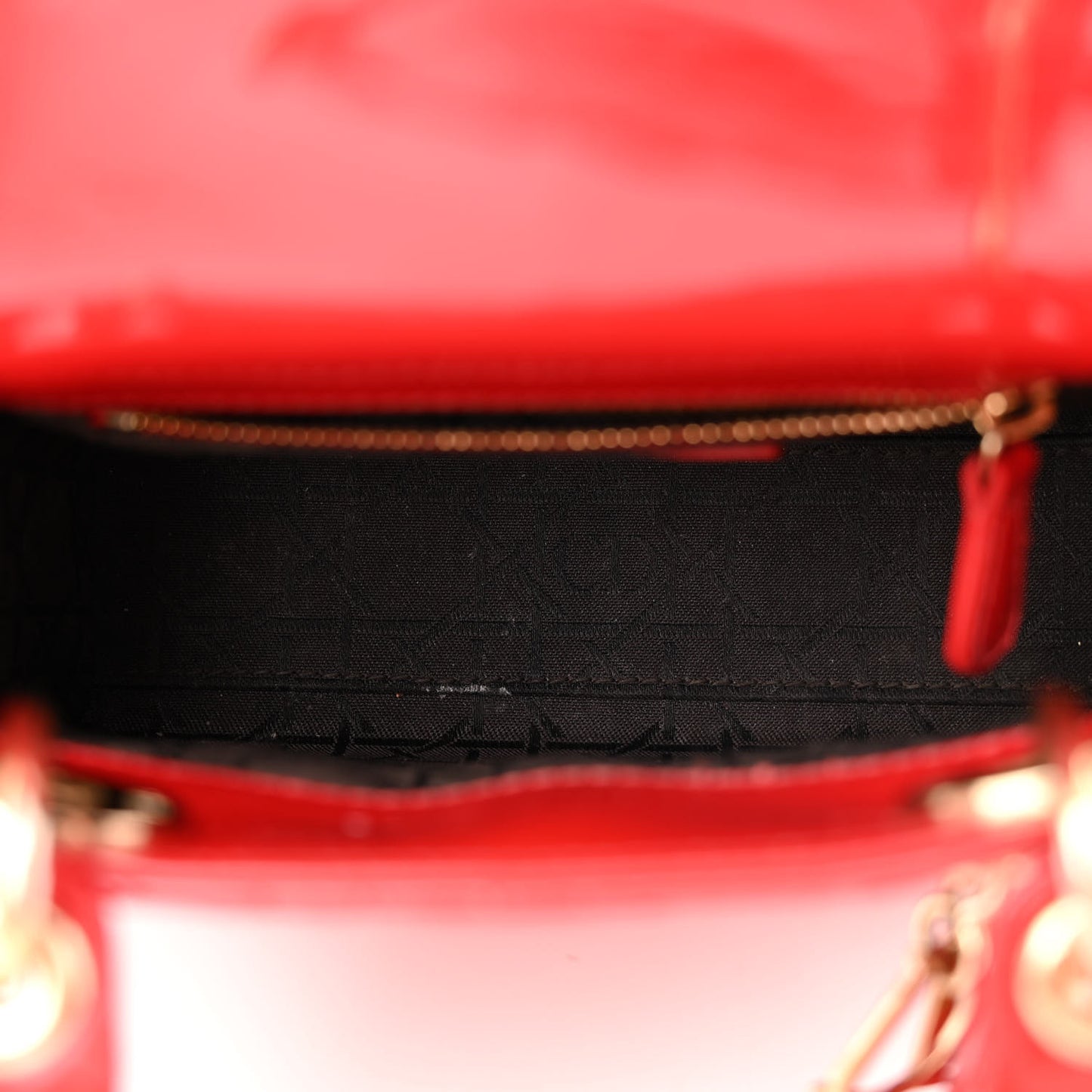 Patent Cannage Mini Lady Dior Red