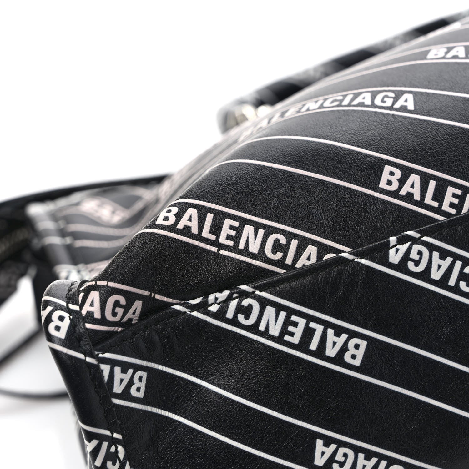 Balenciaga Veau Allover Logo Classic Silver Hardware S City Black White 12 of 13