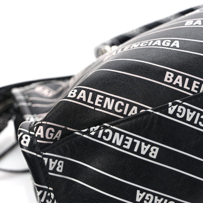 Balenciaga Veau Allover Logo Classic Silver Hardware S City Black White 12 of 13