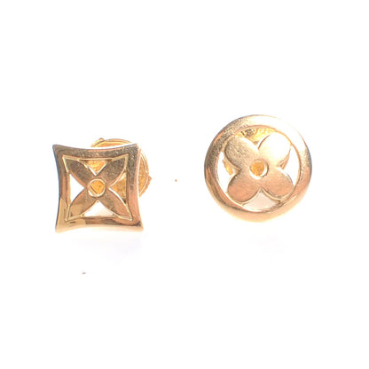 Louis Vuitton 18k Gold Monogram Resille Ear Studs Earrings 1 of 5