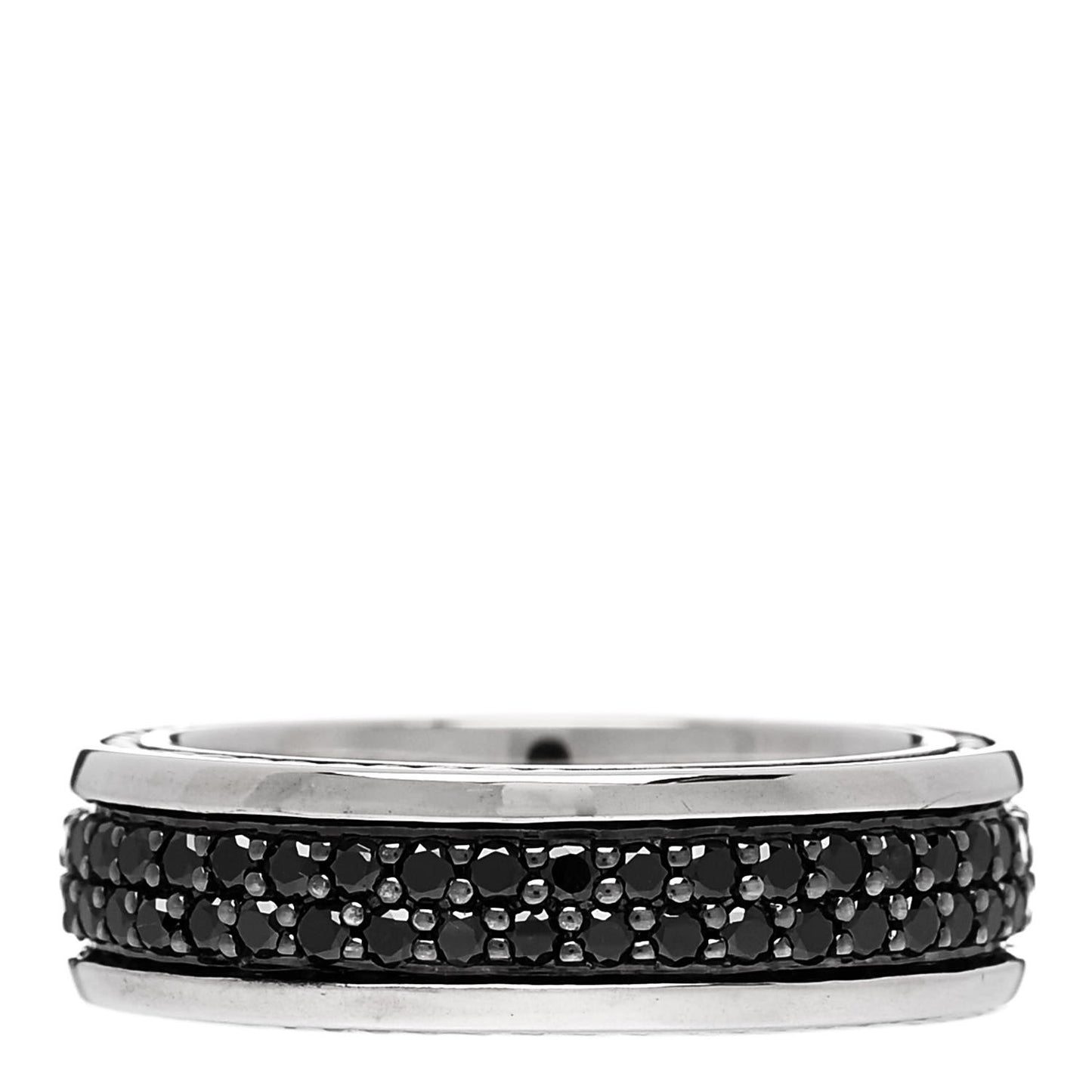 Sterling Silver Black Diamond Streamline Two-Row Band Ring 61 9.5