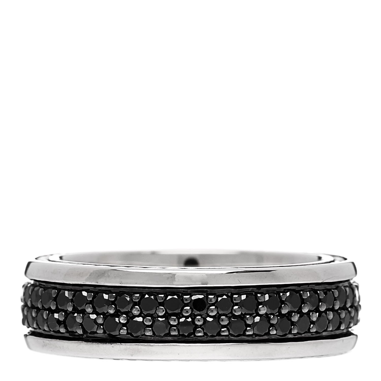 David Yurman Sterling Silver Black Diamond Streamline Two-Row Band Ring 61 9.5 3 of 6