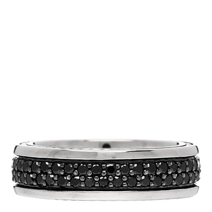 David Yurman Sterling Silver Black Diamond Streamline Two-Row Band Ring 61 9.5 3 of 6