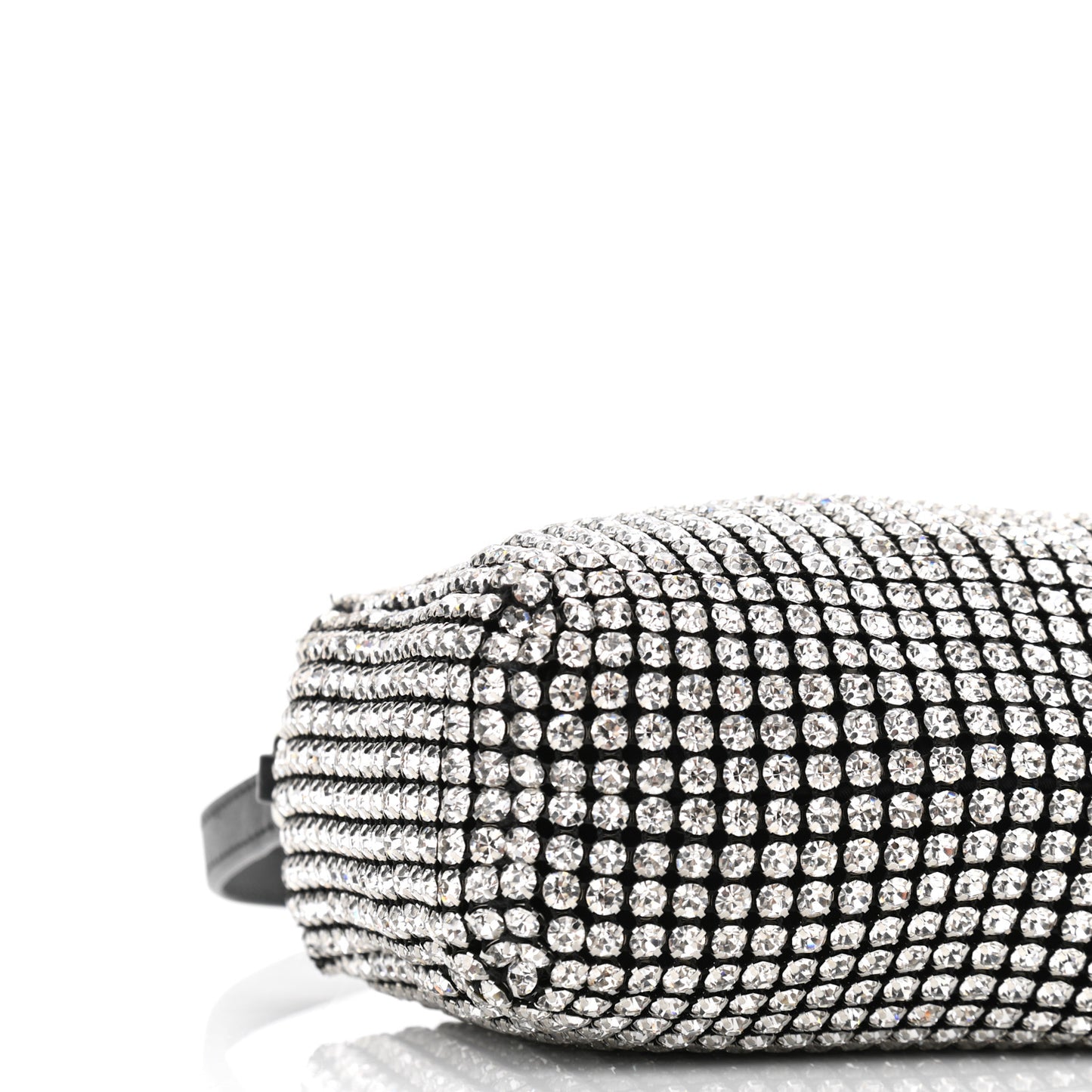 Mesh Crystal Rhinestone Mini Heiress Pouch Black Silver
