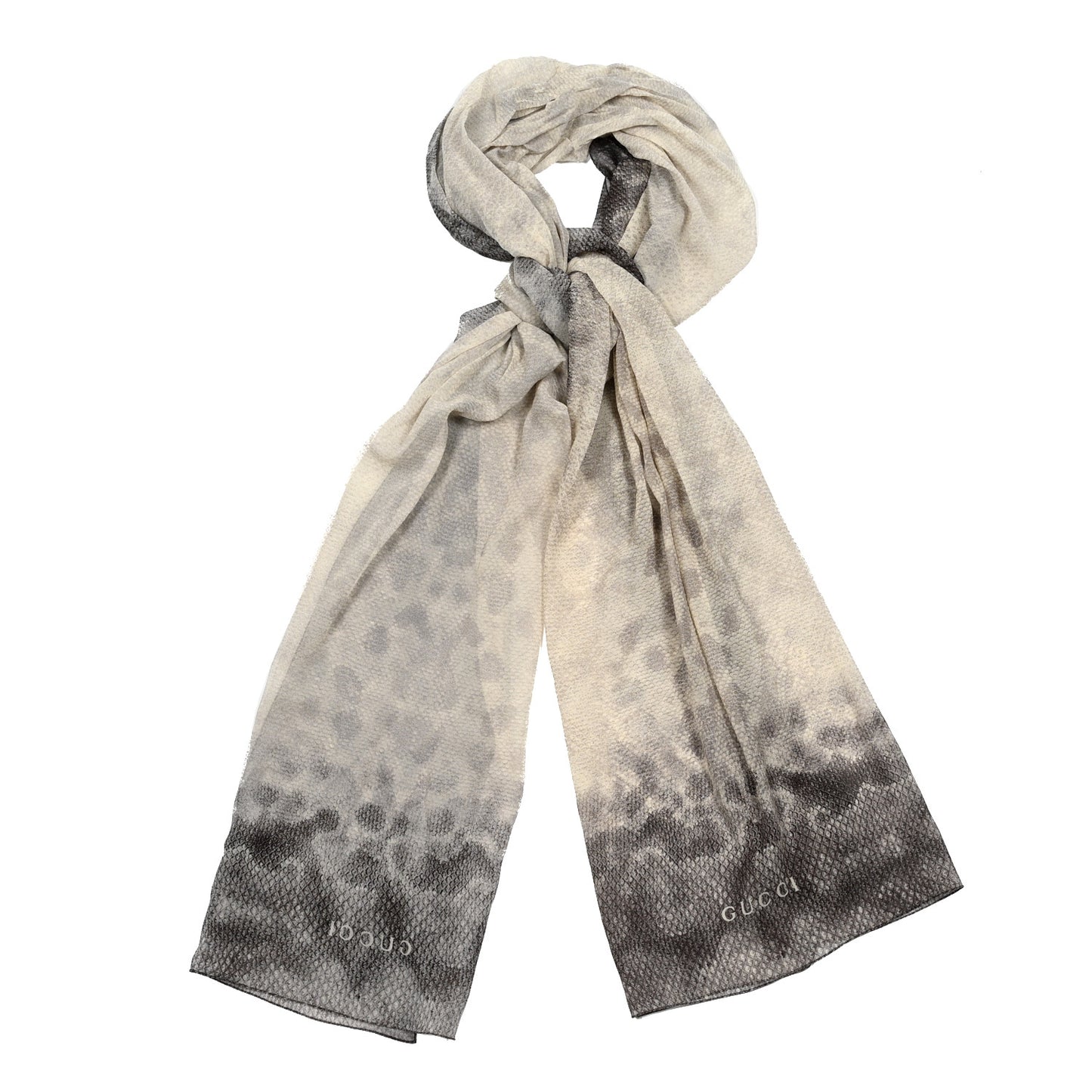 Wool Silk Snakeskin Print Scarf
