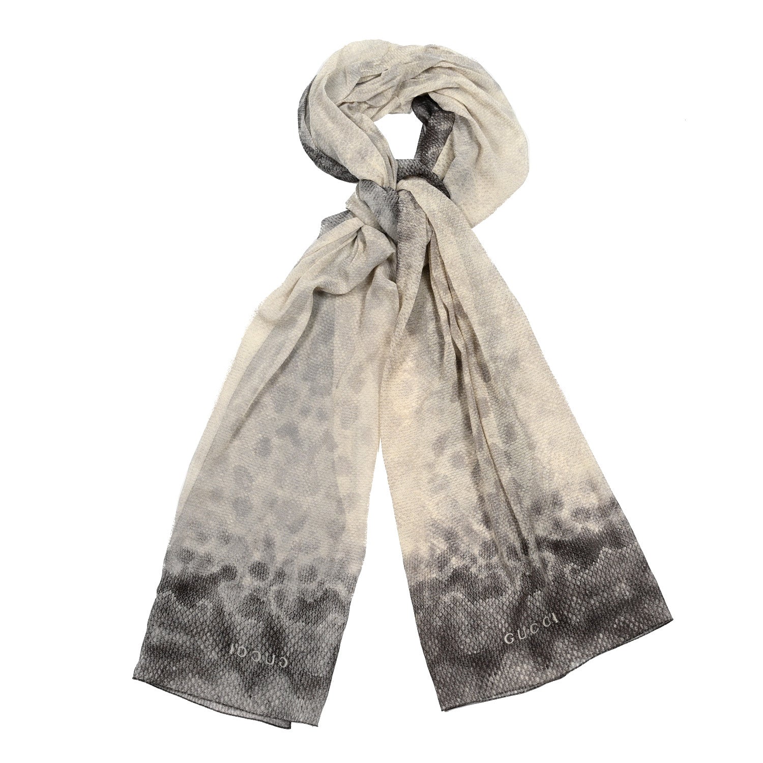 Gucci Wool Silk Snakeskin Print Scarf 1 of 3