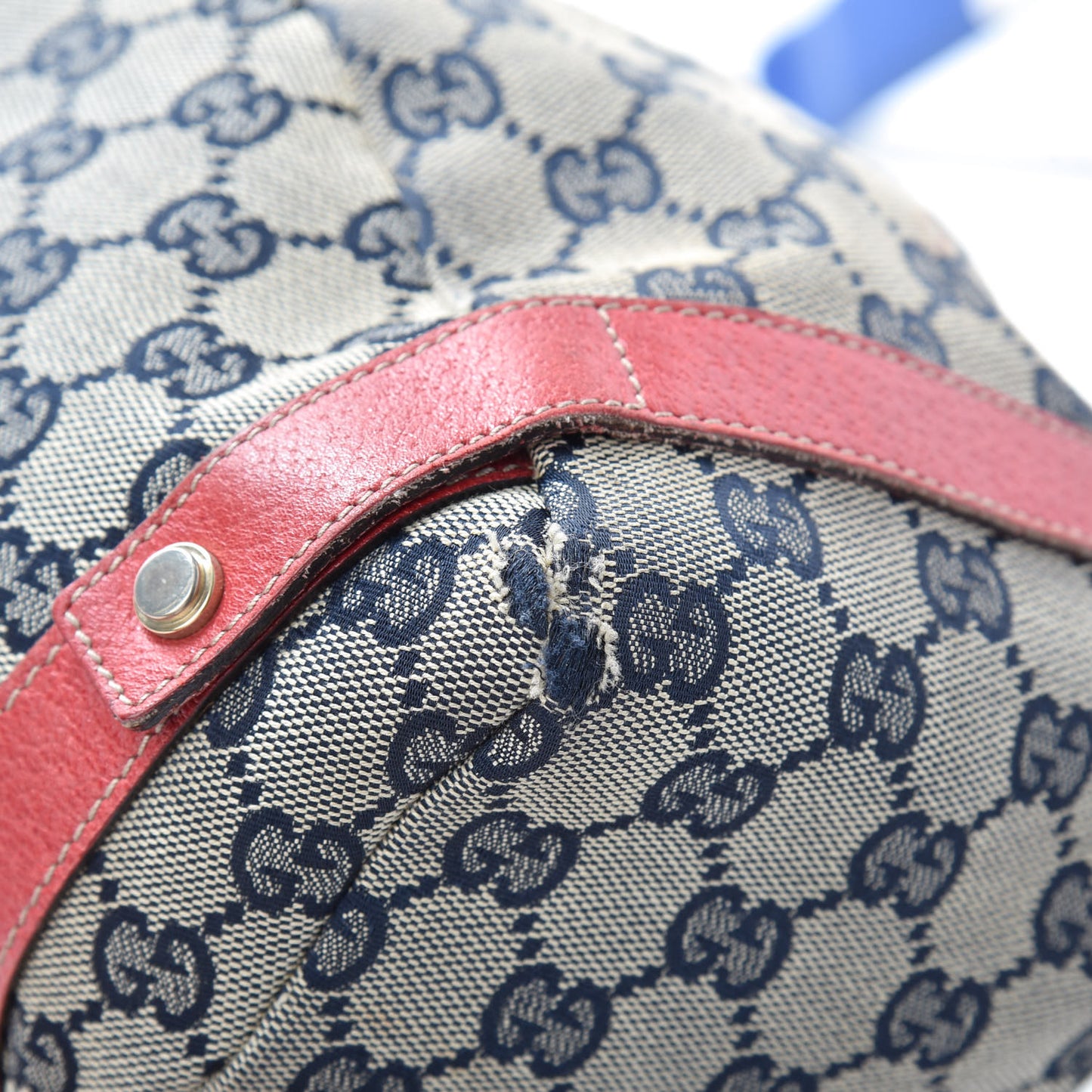 Monogram Medium Abbey Shoulder Bag Navy Red