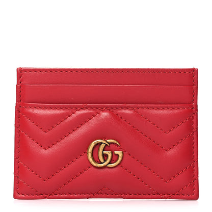 Gucci Calfskin Matelasse GG Marmont Card Holder Hibiscus Red 1 of 10