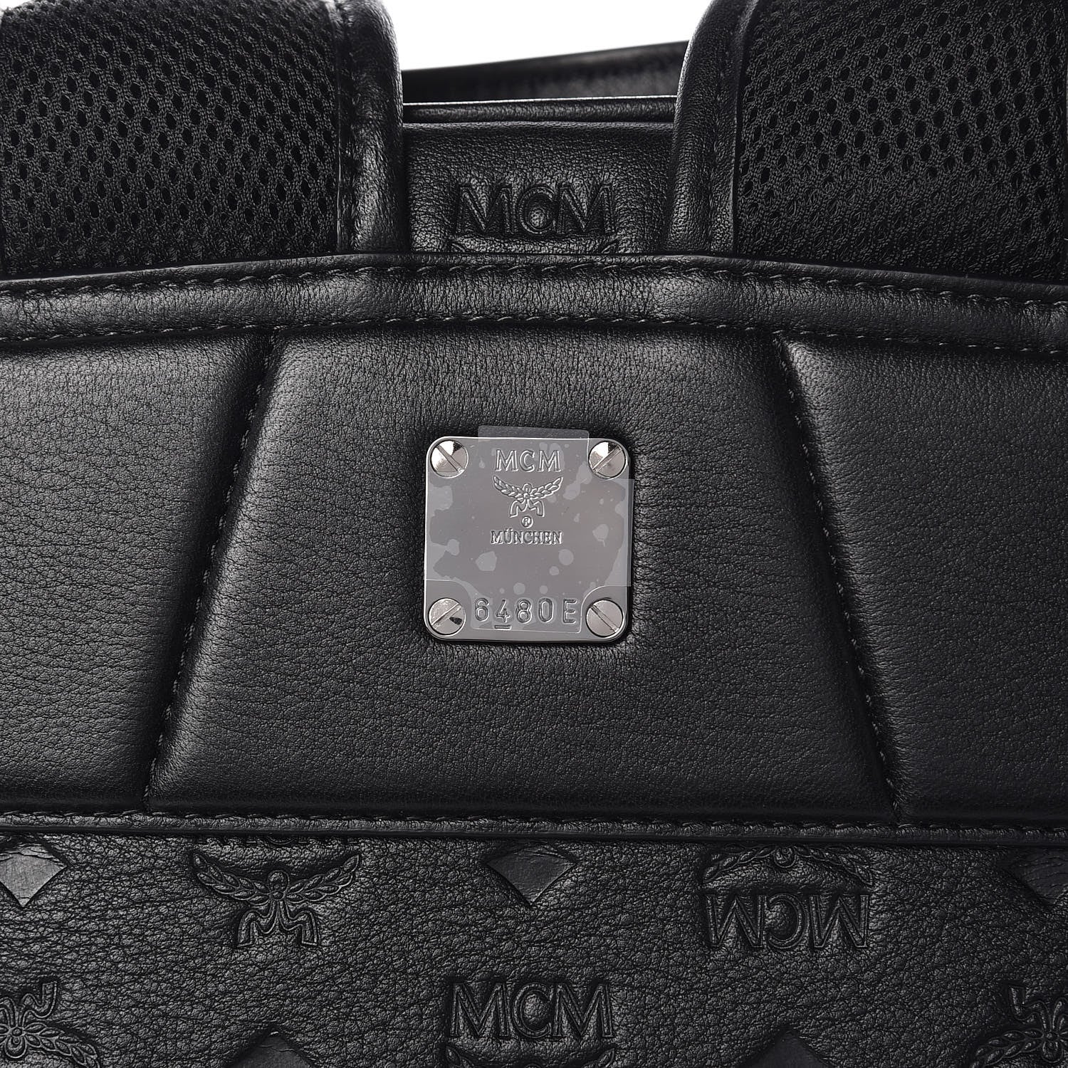 MCM Calfskin Ottomar Monogram Duke Backpack Black 7 of 9