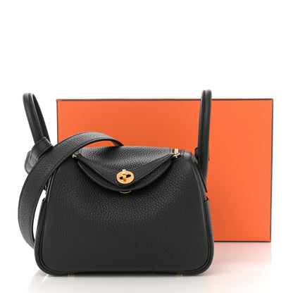 Hermes Taurillon Clemence Mini Lindy 20 Black 11 of 11