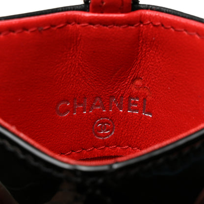 Chanel Patent Calfskin Quilted Bi-Color Card Holder On Chain Black Red 7 of 9