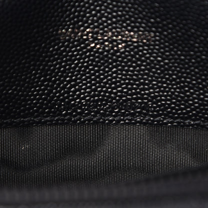 Saint Laurent Grain De Poudre Matelasse Chevron Monogram Envelope Chain Wallet Black 7 of 11