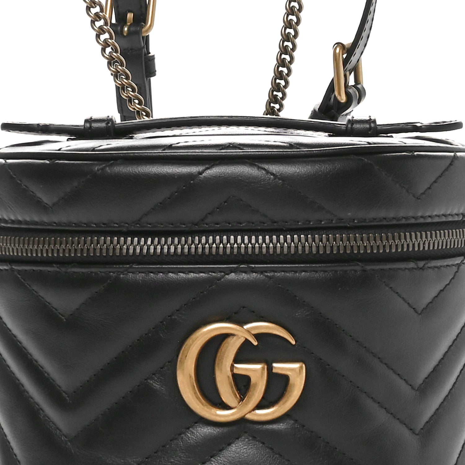 Gucci Calfskin Matelasse Mini GG Marmont Round Backpack Black 8 of 10