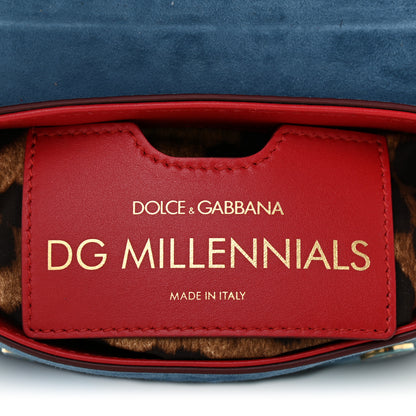 Dolce & Gabbana Suede Crystal Millennials Mini Top Handle Bag Blue Red 6 of 10