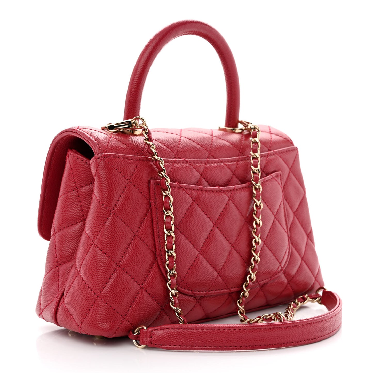 Caviar Quilted Mini Coco Handle Flap Dark Pink