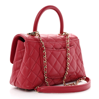 Chanel Caviar Quilted Mini Coco Handle Flap Dark Pink 3 of 14