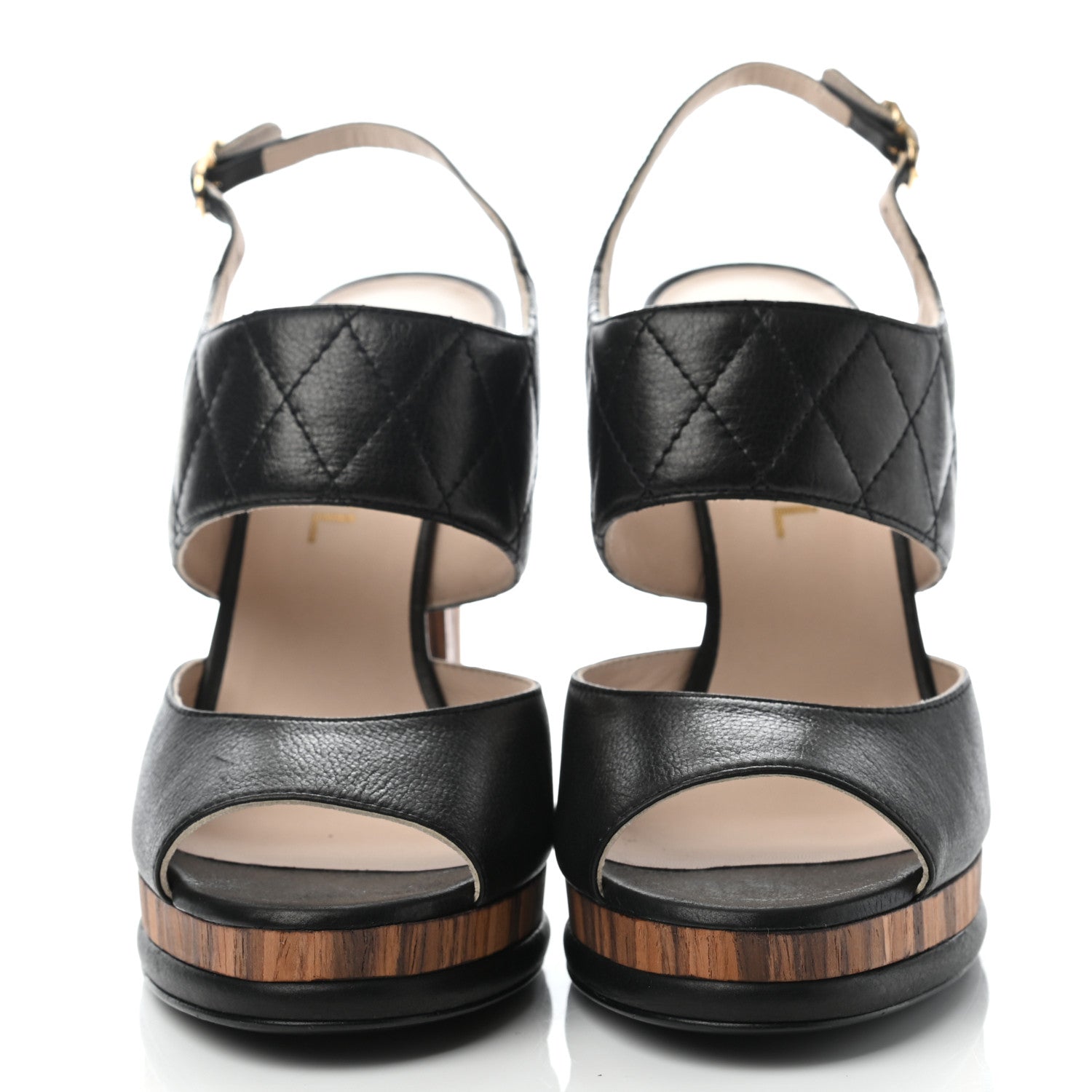 Chanel Lambskin Quilted Wooden Sandals 38 Black 2 of 10