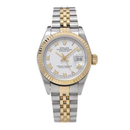 Rolex Stainless Steel 18K Yellow Gold 26mm Oyster Perpetual Datejust Watch White Roman 79173 1 of 7