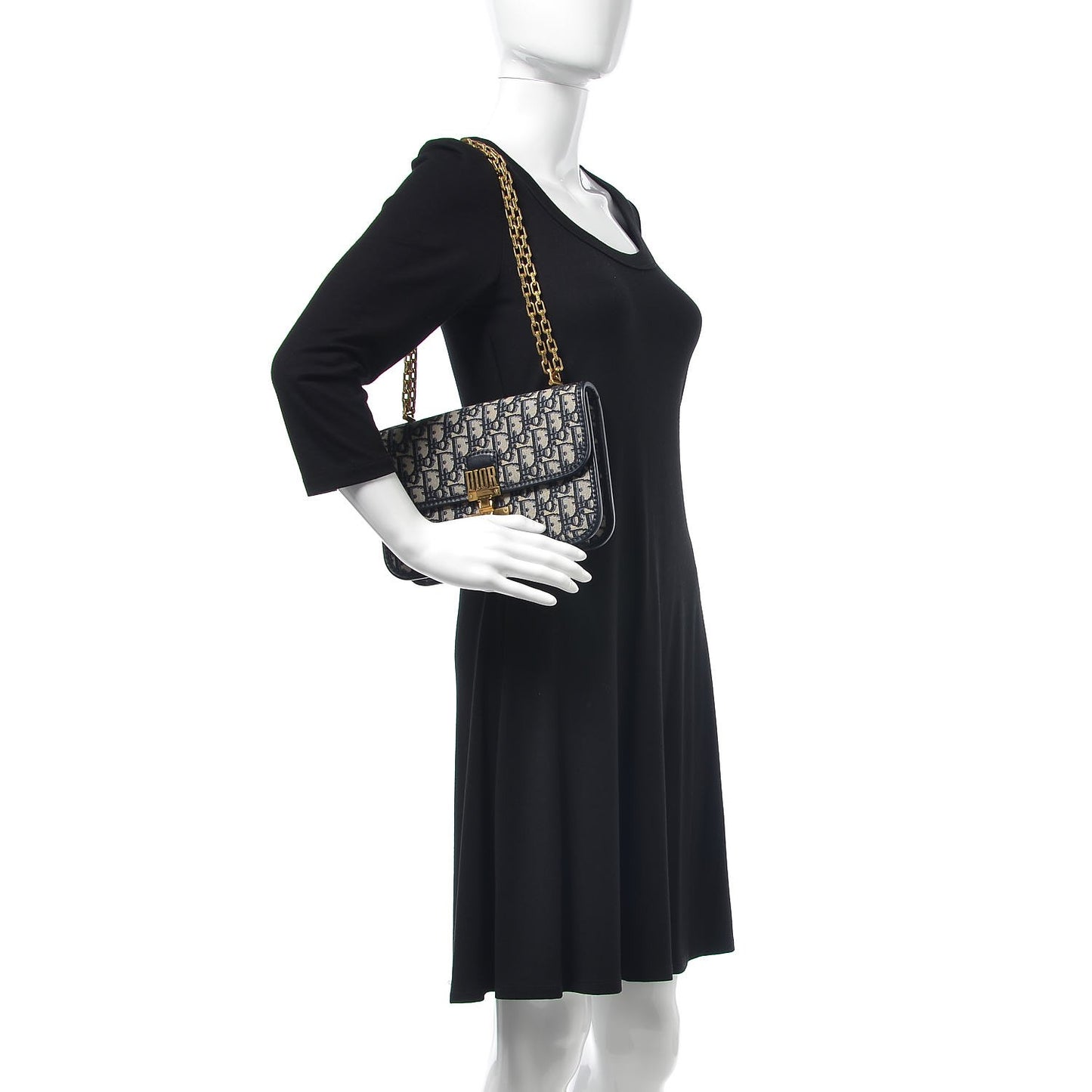 Oblique Small DiorAddict Flap Bag Navy Blue