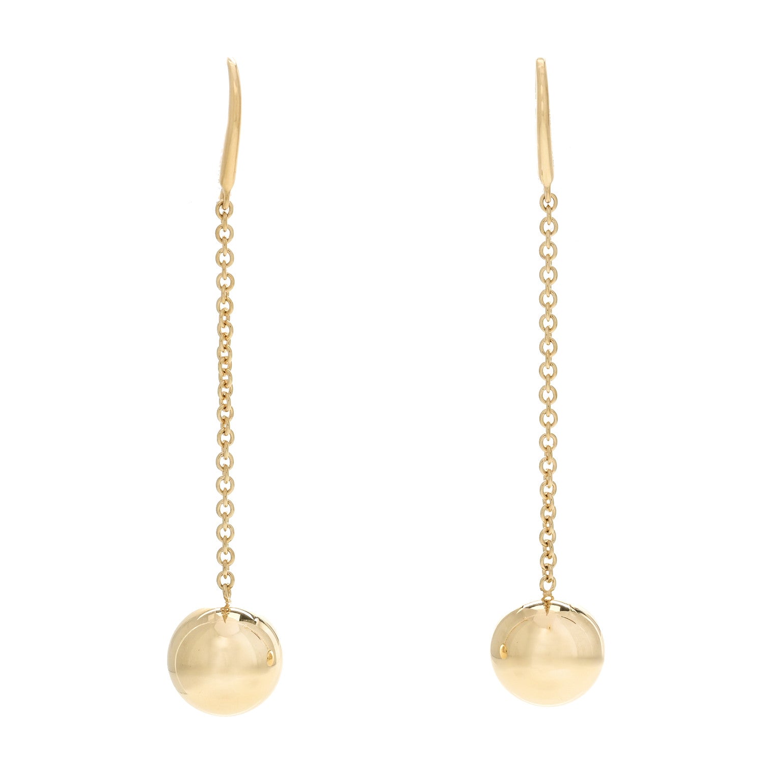 Tiffany 18K Yellow Gold 10mm HardWear Ball Hook Drop Earrings 1 of 5