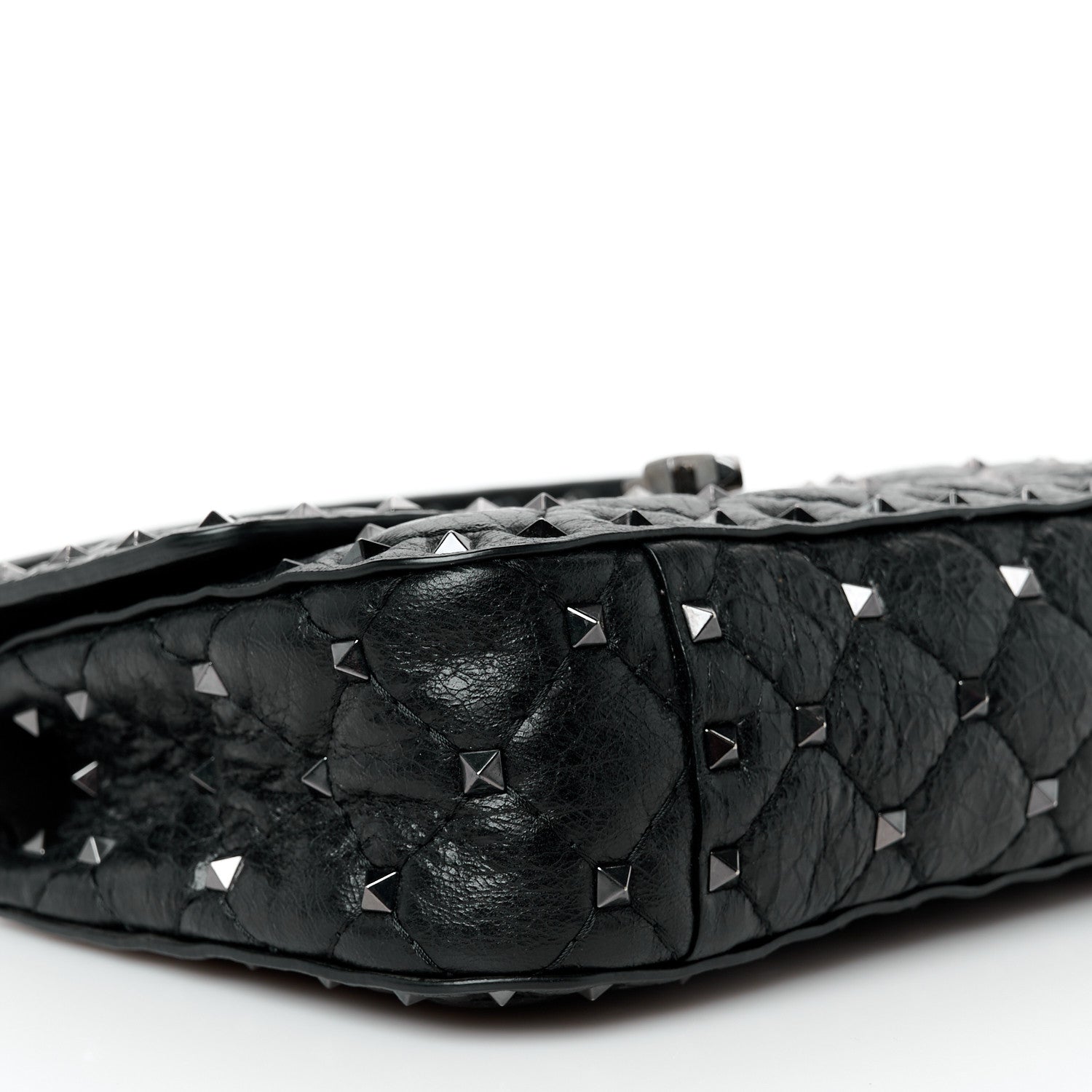 Valentino Garavani Craquele Nappa Small Rockstud Spike Shoulder Bag Black 9 of 10