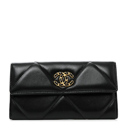 Chanel Lambskin Quilted 19 Flap Wallet Black 1 of 9