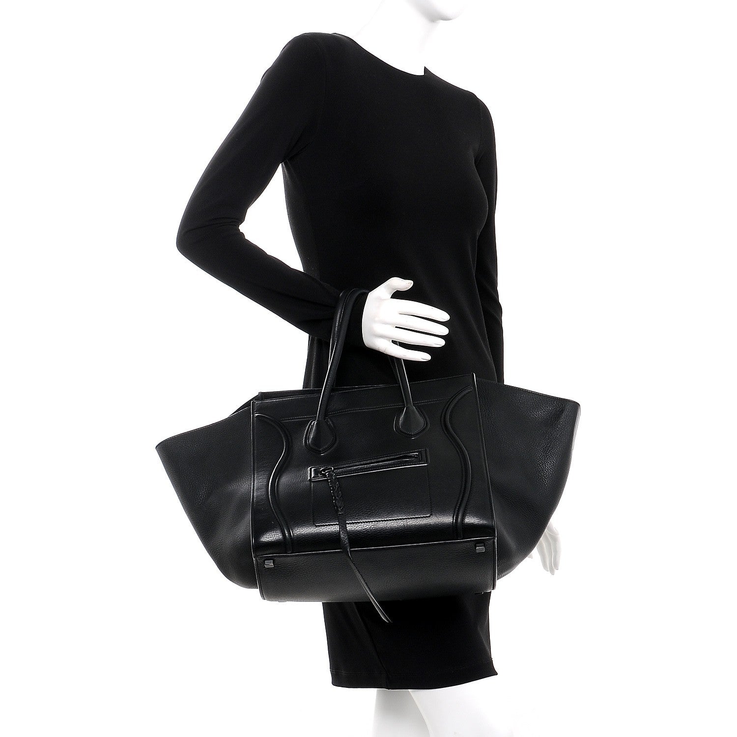 Celine Supple Calfskin Medium Phantom Luggage Black 2 of 13