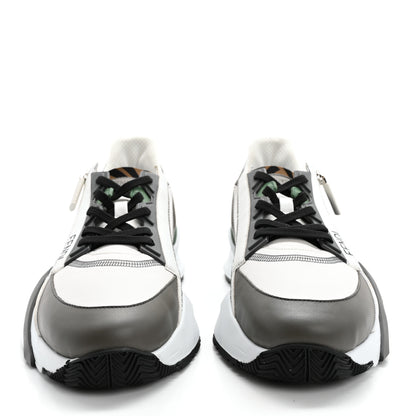 Fendi Vitello Fabric Jacquard FF Mens Fendi Flow Low Top Sneakers 9 Ultra White Grigio Black Argilla 2 of 13