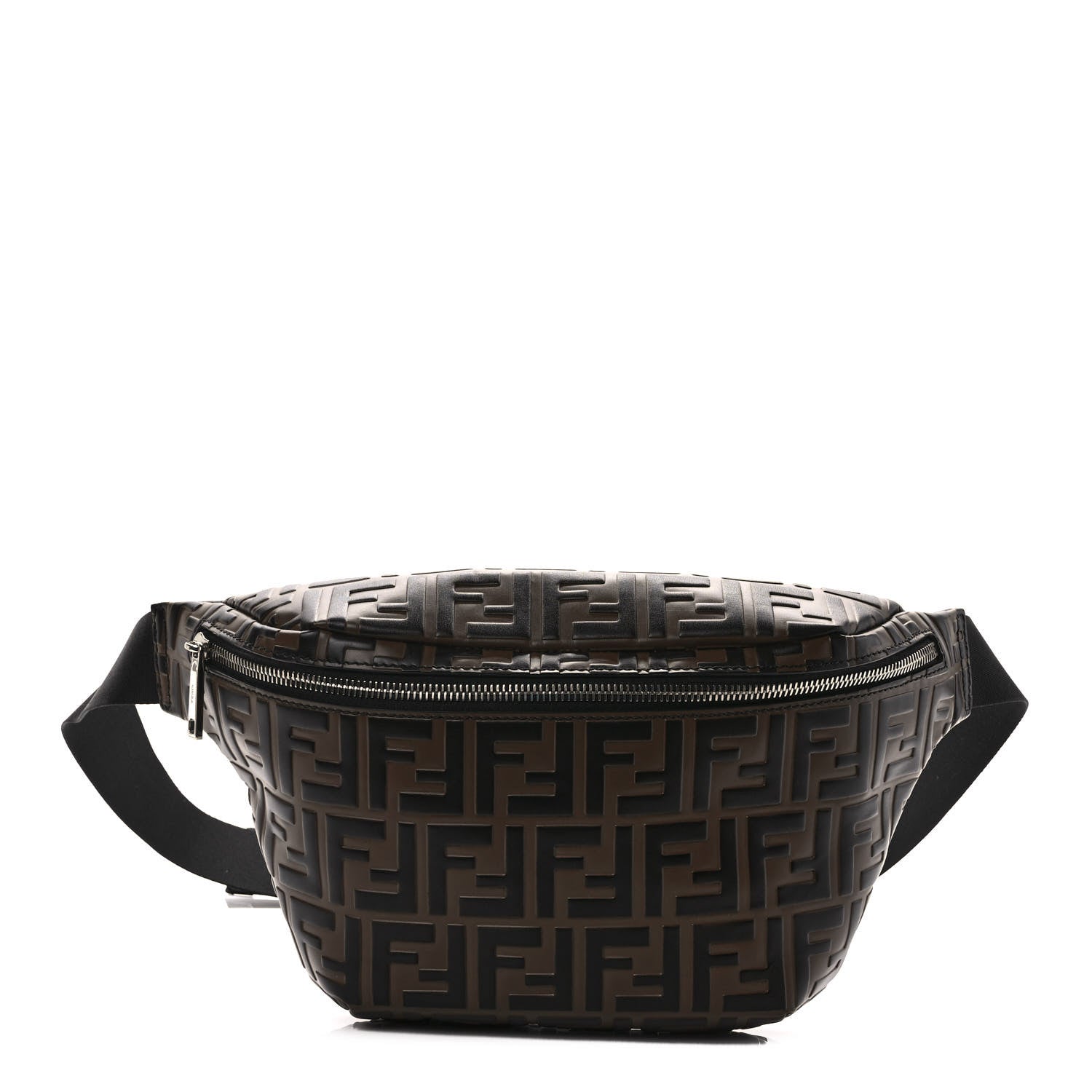 Fendi Vitello Century Bi-Color FF 1974 Embossed Belt Bag Maya Black 1 of 9