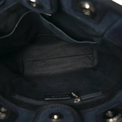 Chanel Mixed Fibers Mini Deauville Tote Navy Blue Black 5 of 11