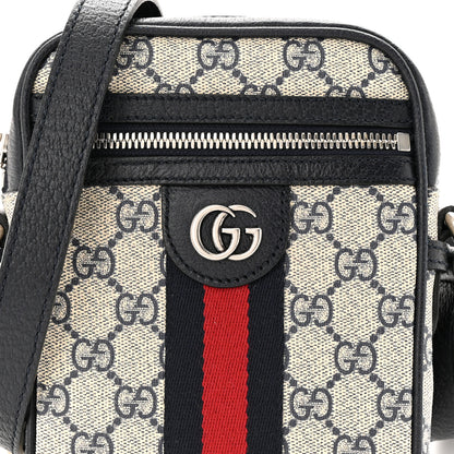 Gucci GG Supreme Monogram Textured Calfskin Web Mini Ophidia Messenger Beige Blue 8 of 10