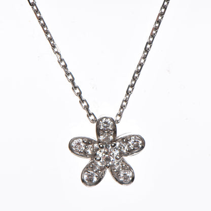 Van Cleef & Arpels 18K White Gold Diamond Socrate One Flower Pendant Necklace 4 of 9