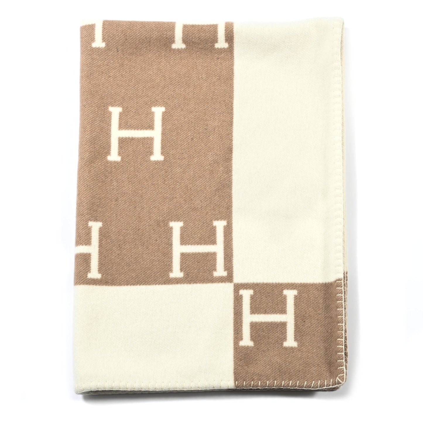 Wool Cashmere Avalon Baby Blanket Noisette Moyen White