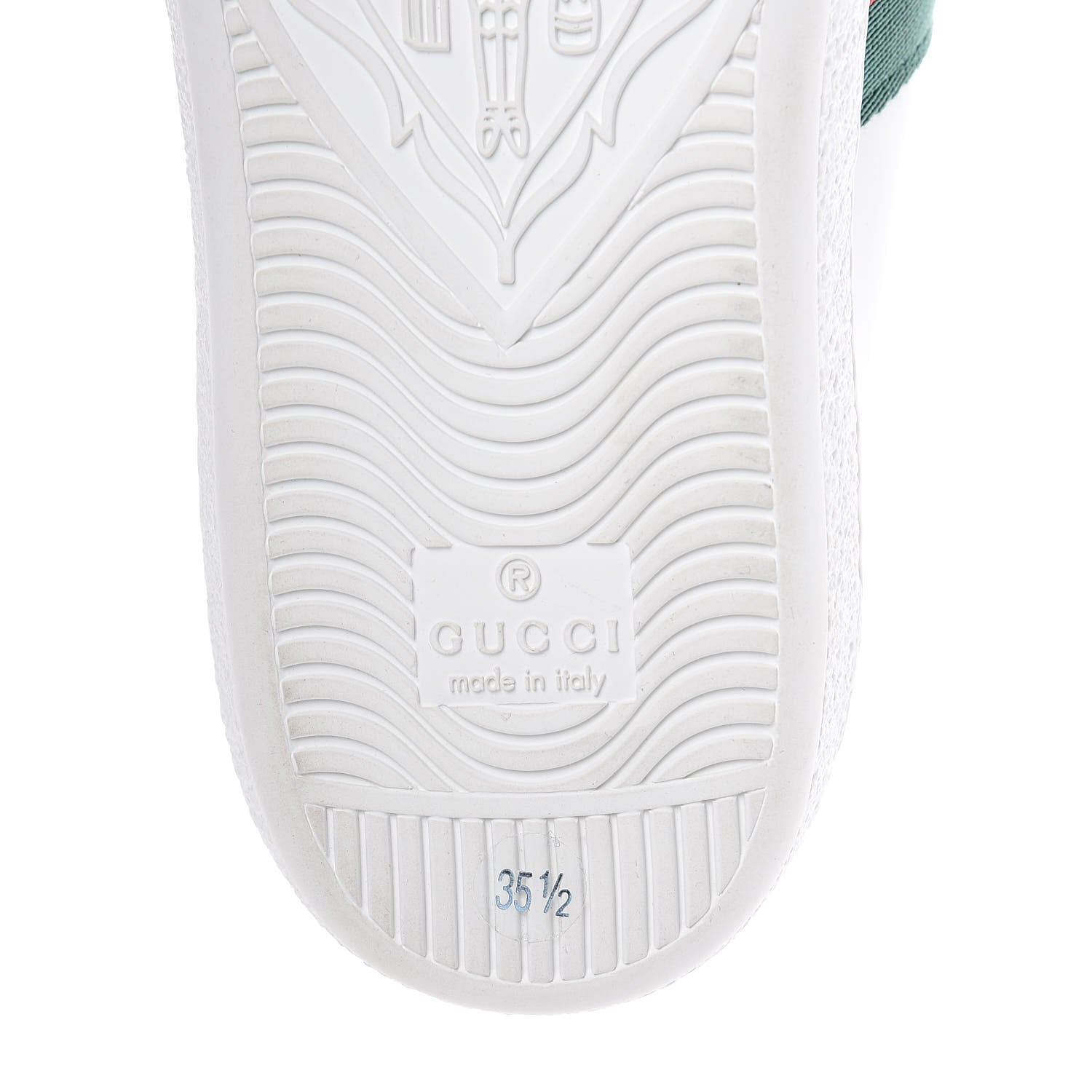 Gucci Calfskin Ayers Bee Embroidered Womens Ace Sneakers 35.5 White Green 7 of 8