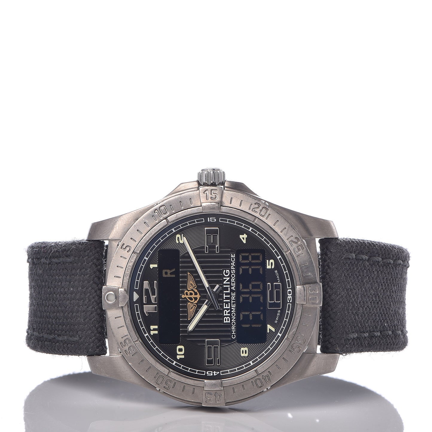 Titanium Nylon 42mm Aerospace Digital Quartz Watch Black E79362