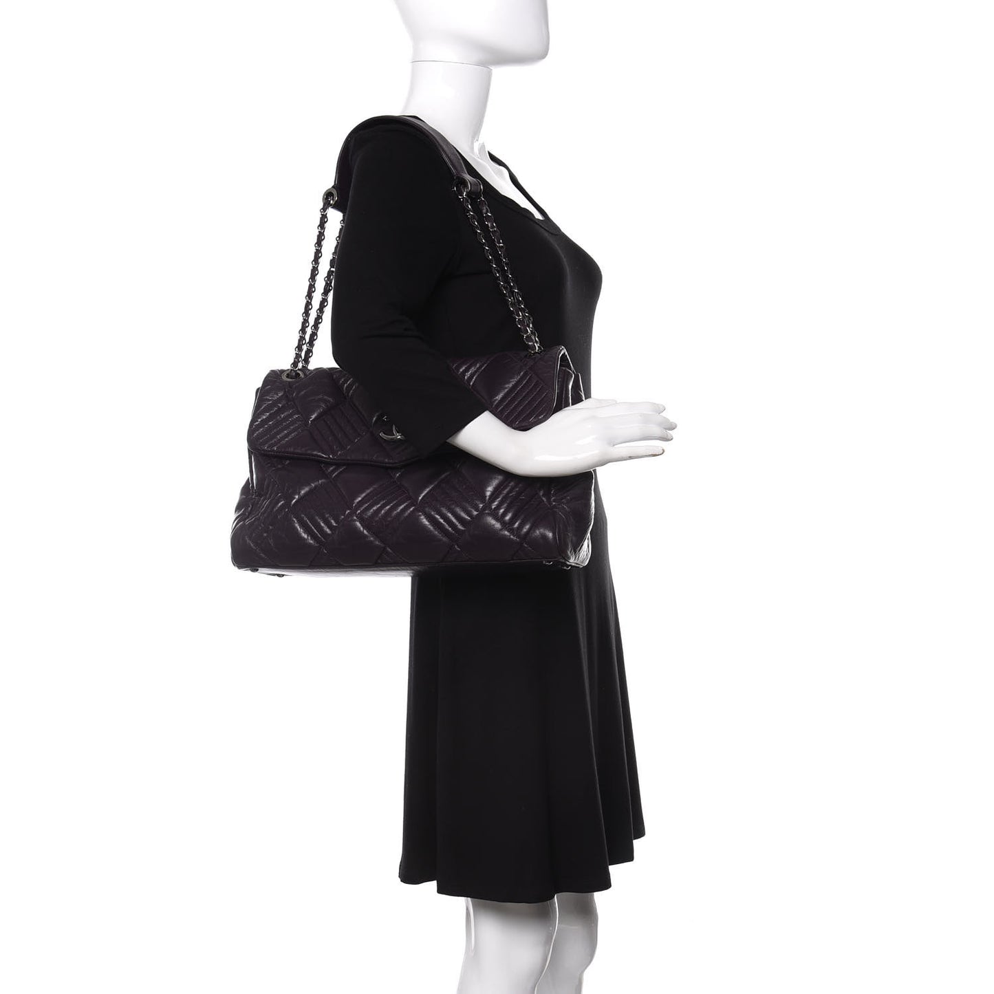 Lambskin In and Out XL Maxi Flap Dark Purple