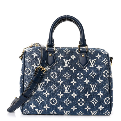 Louis Vuitton Monogram Jacquard Denim Speedy Bandouliere 25 Bleu 1 of 10