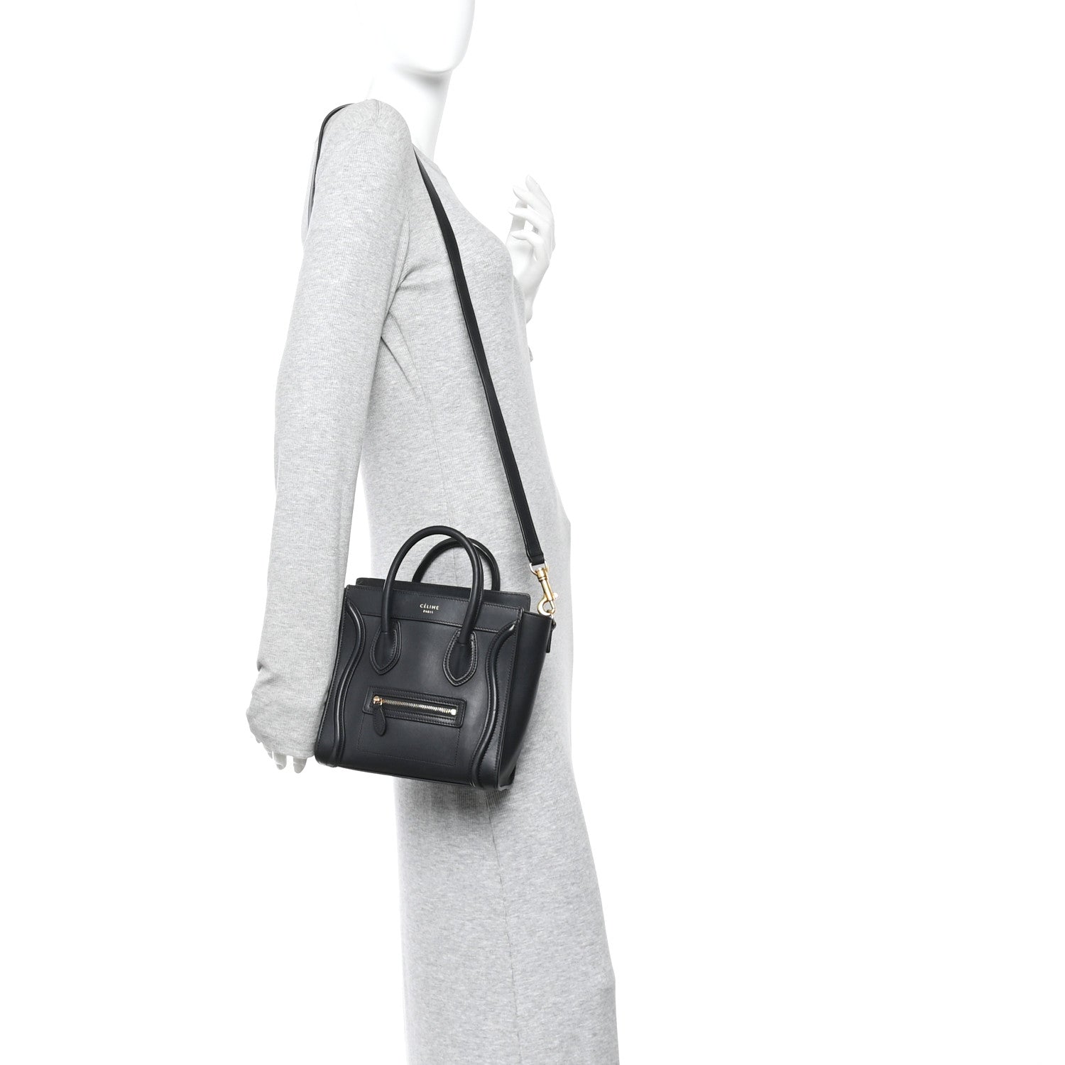 Celine Smooth Calfskin Nano Luggage Black 2 of 9
