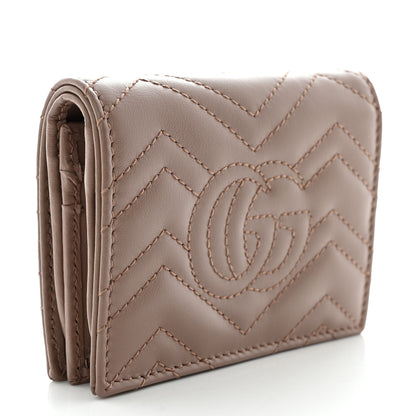 Gucci Calfskin Matelasse GG Marmont Card Case Wallet Porcelain Rose 3 of 7
