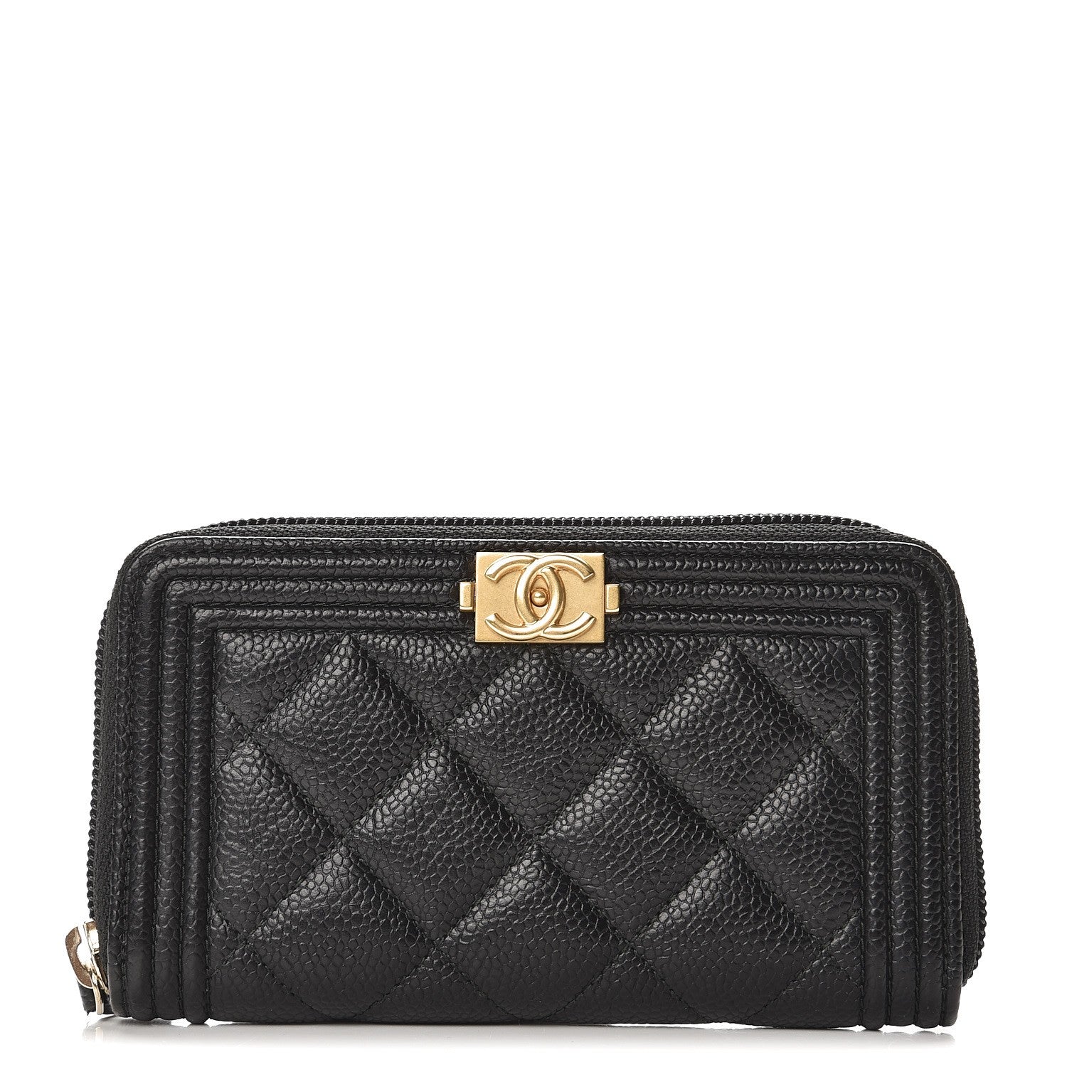 Chanel Caviar Quilted Boy Small Zip Around Wallet Black 1 of 9