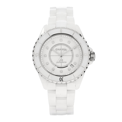 Chanel Stainless Steel Ceramic Diamond 38mm J12 Automatic Watch White 1 of 5