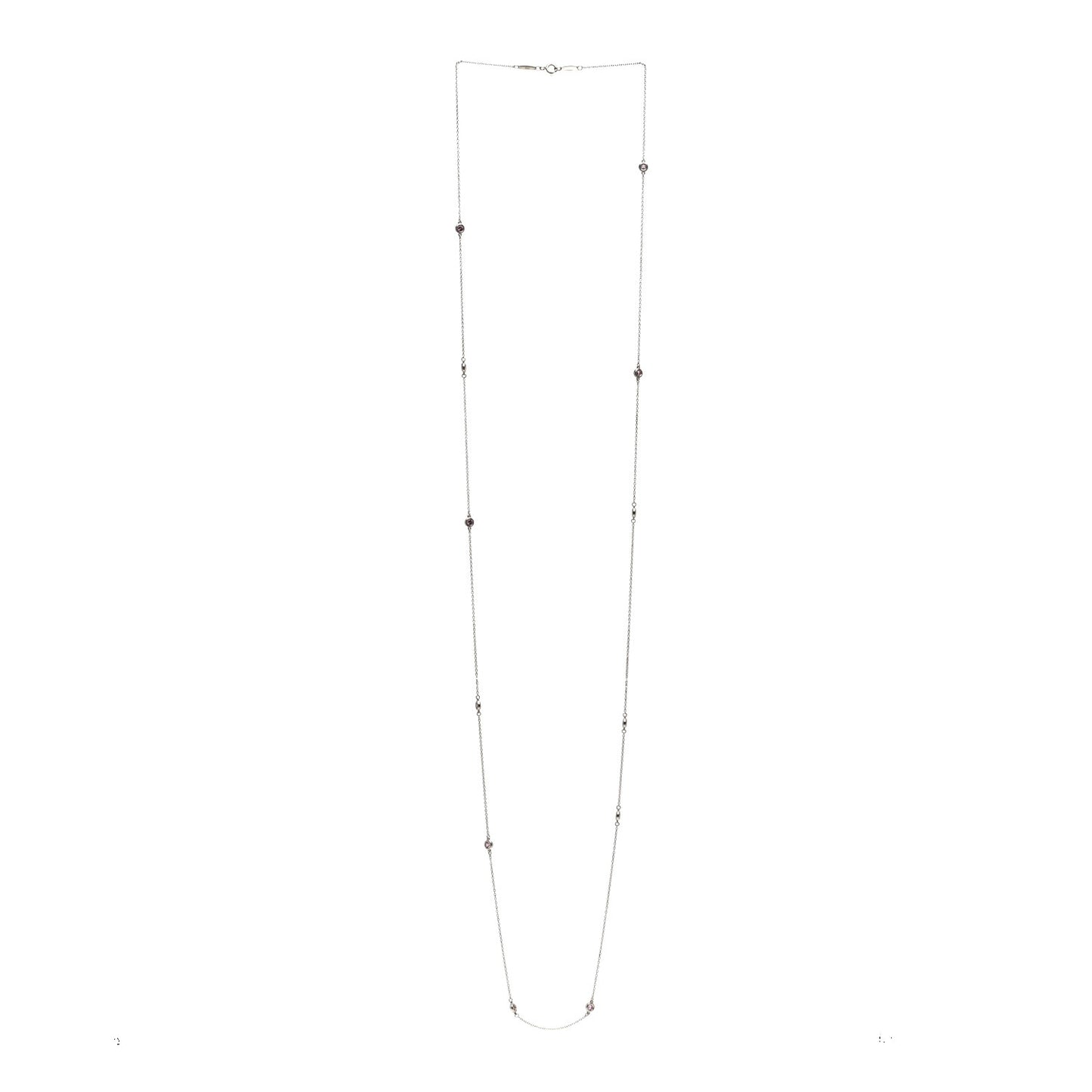 Sterling Silver Pink Sapphire Elsa Peretti Color By The Yard 12 Station Necklace