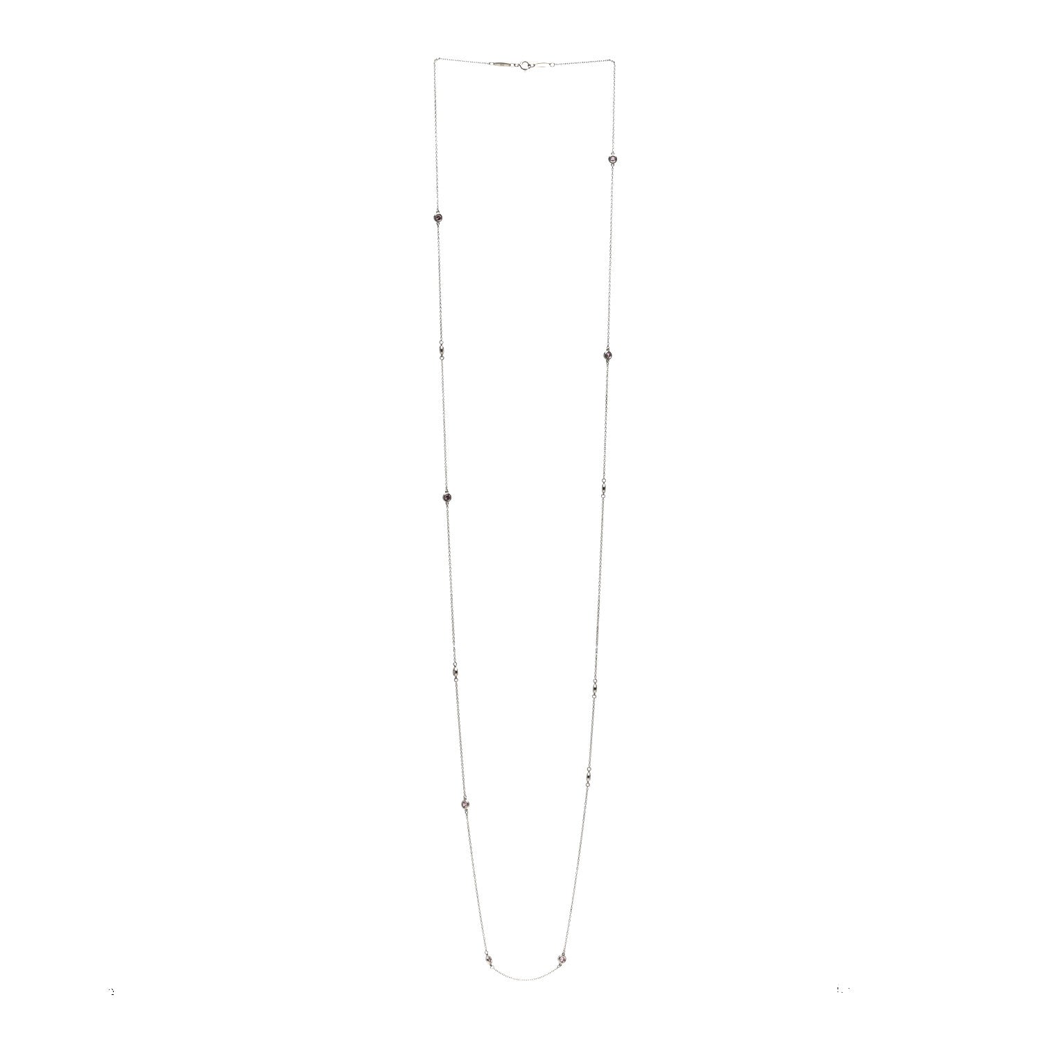 Tiffany Sterling Silver Pink Sapphire Elsa Peretti Color By The Yard 12 Station Necklace 3 of 4