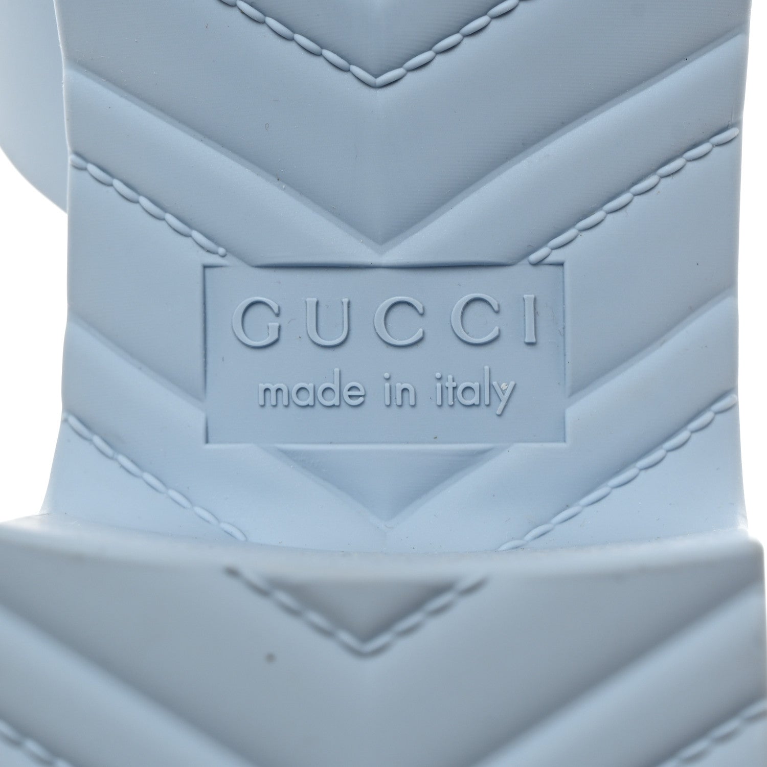 Gucci Rubber Gucci Logo Womens Platform Slide Sandal Mules 35 Porcelain Light Blue 8 of 10