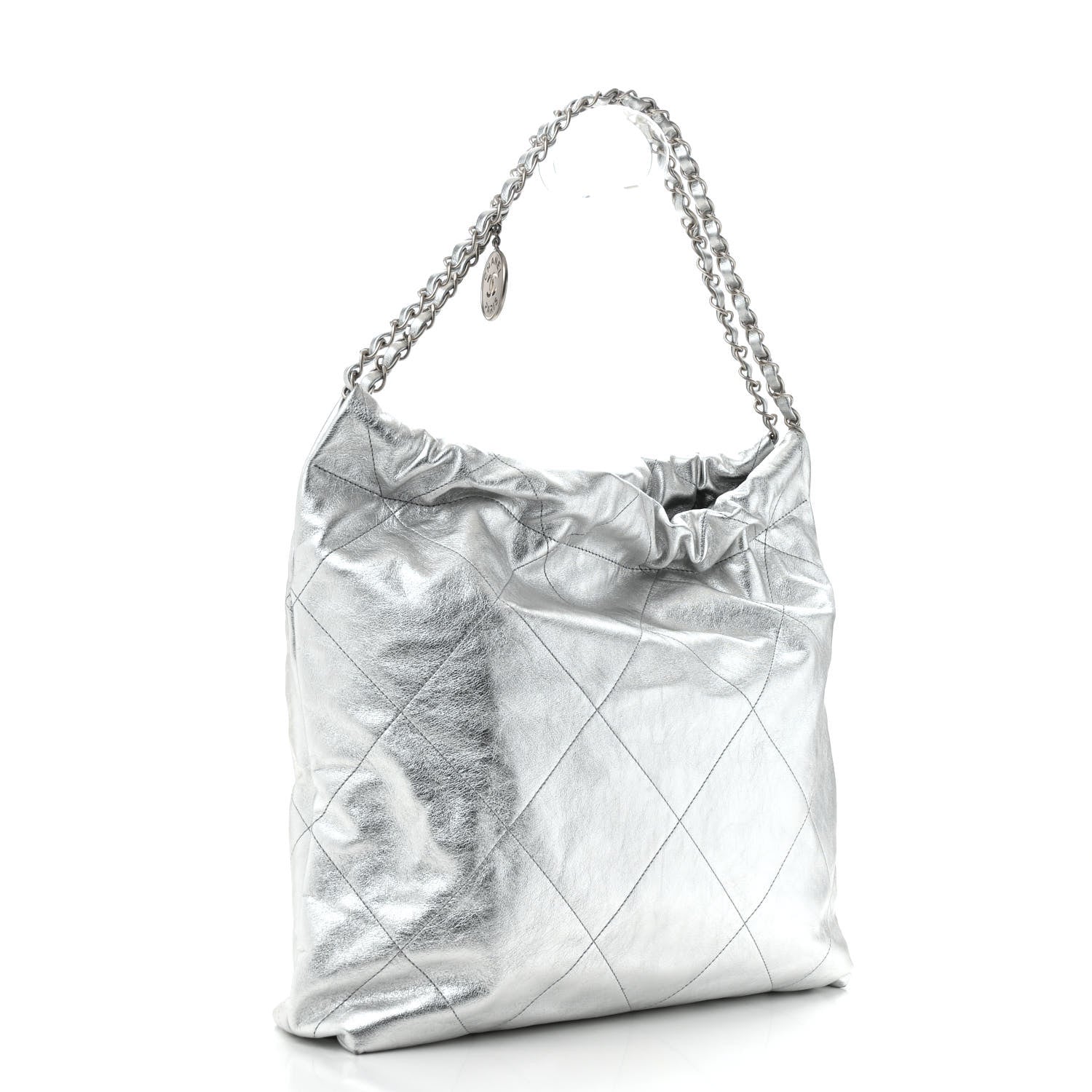 Chanel Metallic Calfskin Quilted Chanel 22 Silver 4 of 13