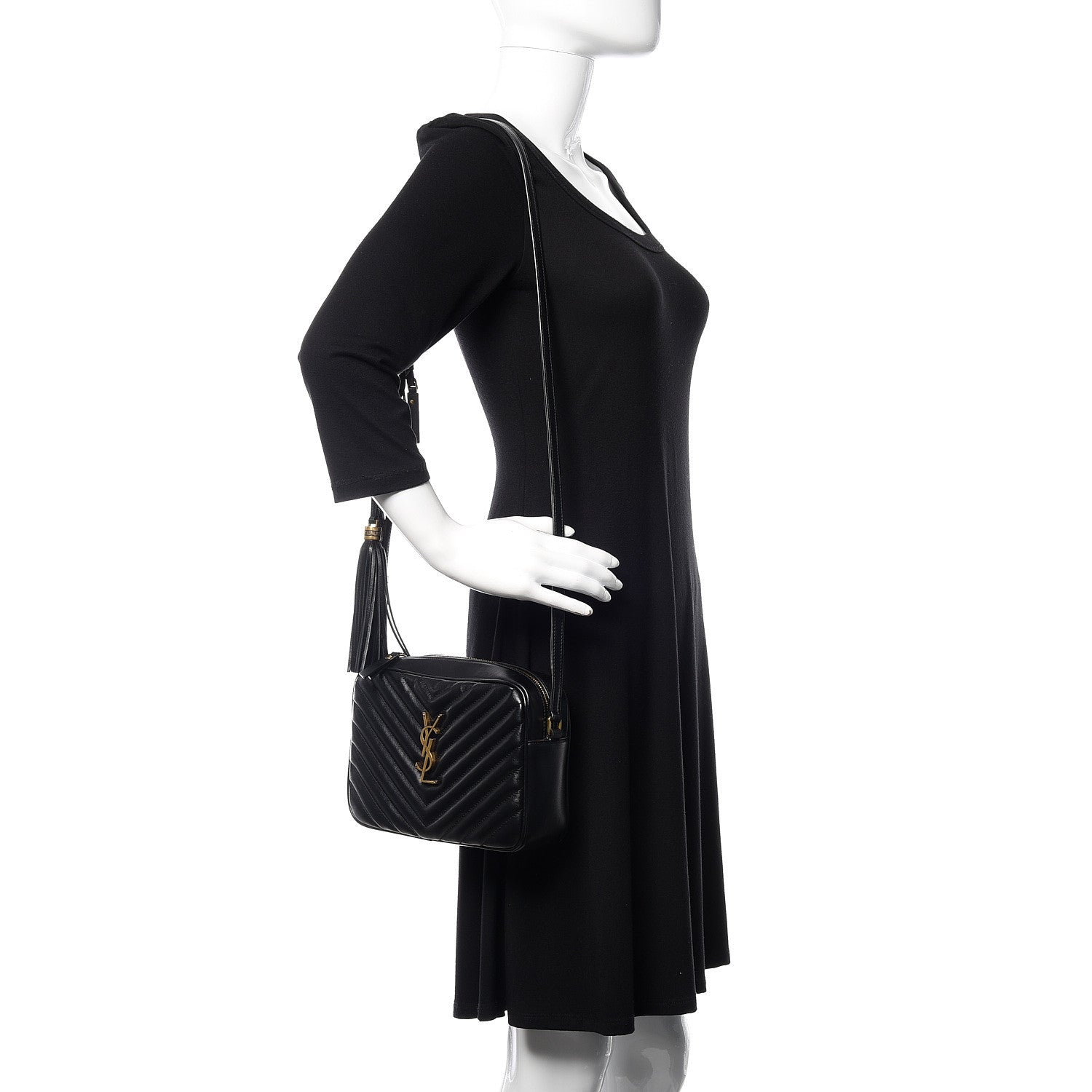 Saint Laurent Calfskin Matelasse Monogram Lou Camera Bag Black 3 of 10