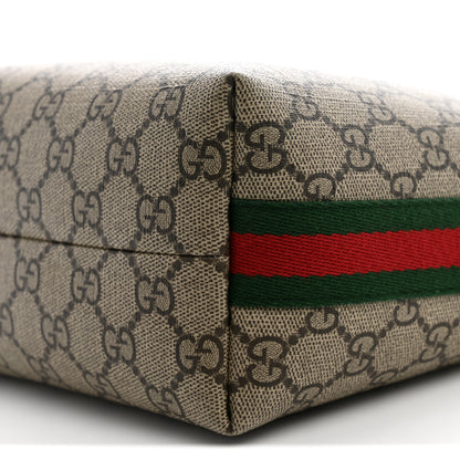 Gucci GG Supreme Monogram Textured Calfskin Web Super Mini Ophidia Shoulder Bag Beige Ebony New Acero 8 of 9
